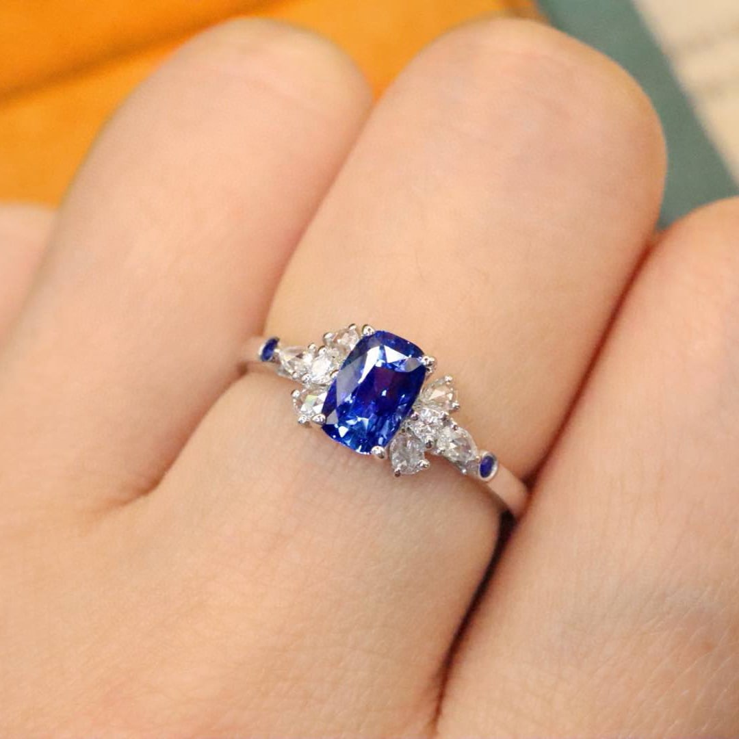 14k Gold 1.22 Ctw Natural Sapphire & Diamond Ring - 5