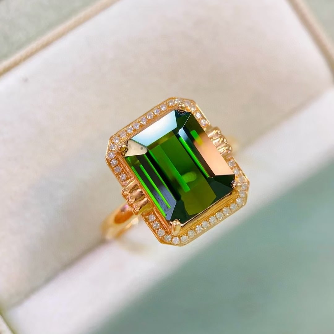 14k Gold 2.9 Ctw Natural Tourmaline & Diamond Ring (1 of 5)