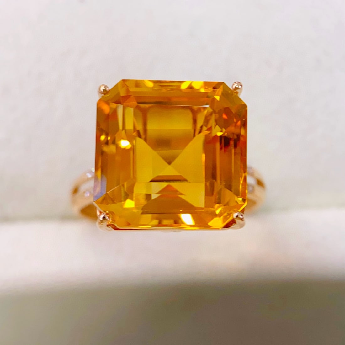 14k Gold 11.01 Ctw Natural Citrine & Diamond Ring - 3