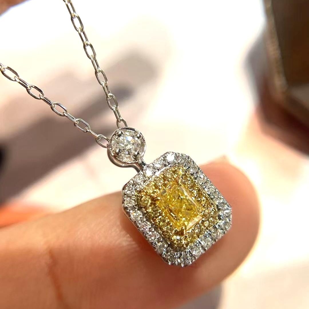 14k Gold 1.30 Ctw Natural Yellow Diamond & Diamond Earrings - 4