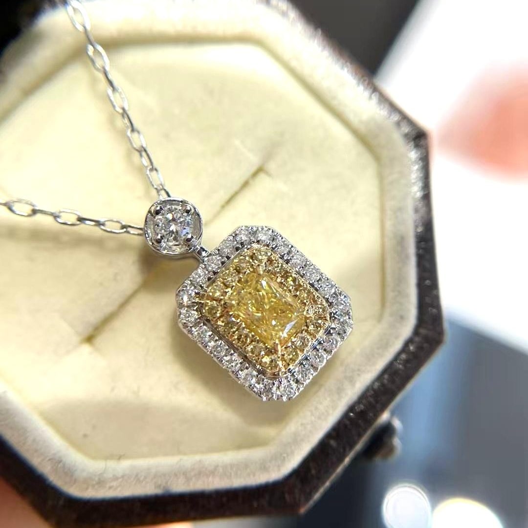 14k Gold 1.30 Ctw Natural Yellow Diamond & Diamond Earrings - 7
