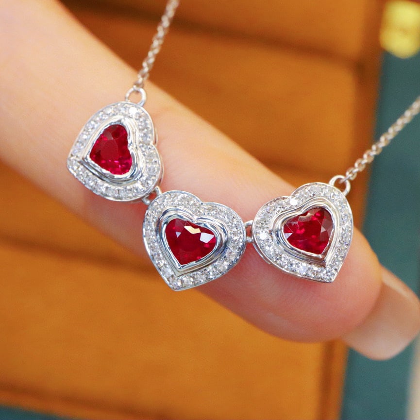 14k Gold 1.35 Ctw Natural Ruby & Diamond Necklace - 3