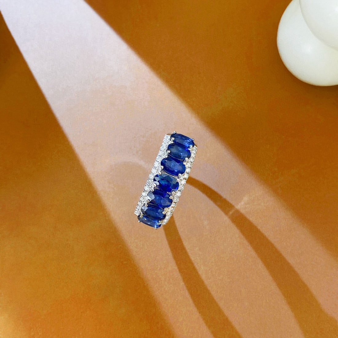 14k Gold 2.31 Ctw Natural Sapphire & Diamond Ring: Ref:231032395 // gold content:14k gold // ring size:7. 25us // // main gemstone:sapphire // shape:oval // carat weight:2. 1ct // color:royal blue // treatment:natural // // adjacent gemstone 2 :