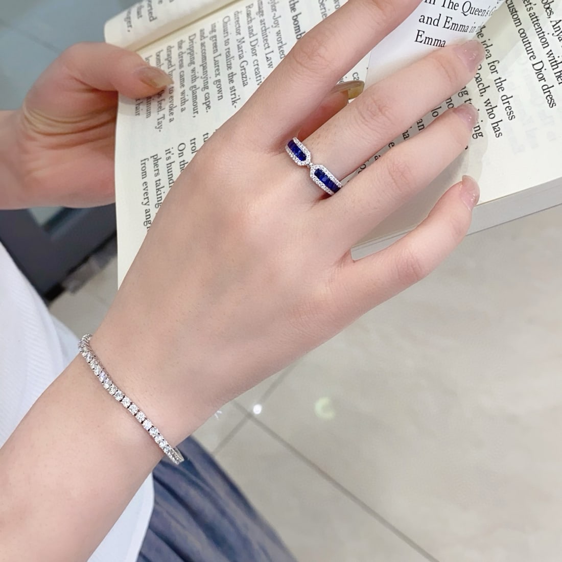 14k Gold 1.13 Ctw Natural Sapphire & Diamond Ring - 3