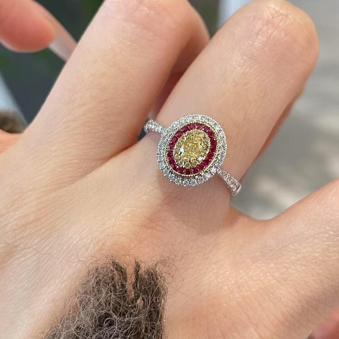14k Gold 0.53 Ctw Natural Color Diamond Ring: Ref:231032410 // gold content:14k gold // ring size:7. 25us // // main gemstone:diamond // shape:multiply // carat weight:0. 4ct // clarity grade:vs-si // color:color // treatment:natural // //