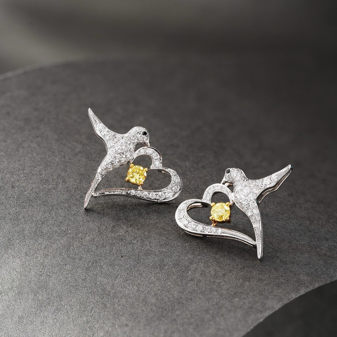 14k Gold 0.76 Ctw Natural Yellow Diamond & Diamond Earrings - 3