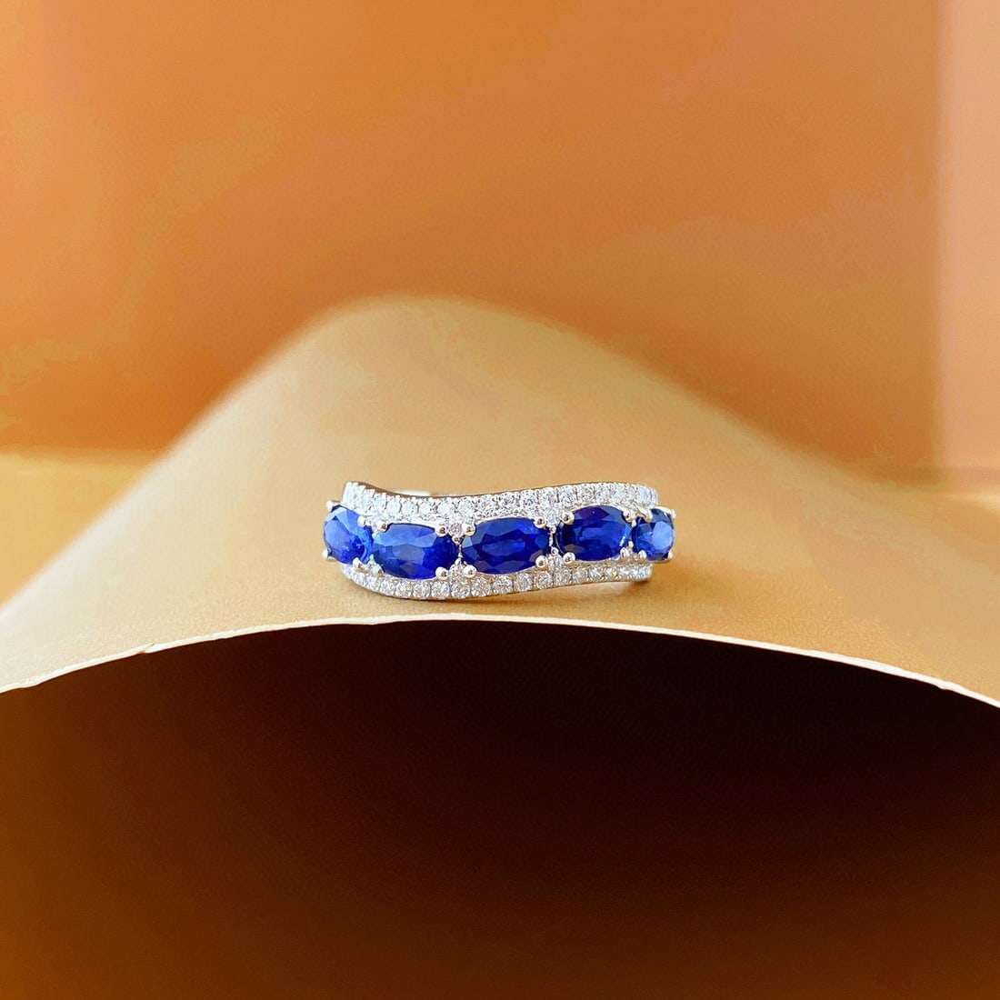 14k Gold 1.60 Ctw Natural Sapphire & Diamond Ring: Ref:231032432 // gold content:14k gold // ring size:7. 25us // // main gemstone:sapphire // shape:oval // carat weight:1. 35ct // color:royal blue // treatment:natural // // adjacent gemstone 2 :