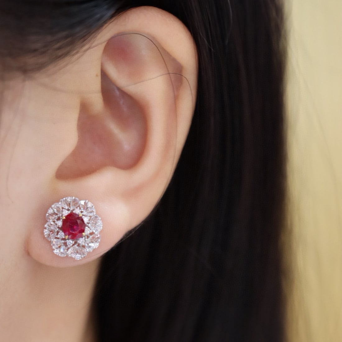 14k Gold 2.2 Ctw Natural Ruby & Diamond Earrings - 2