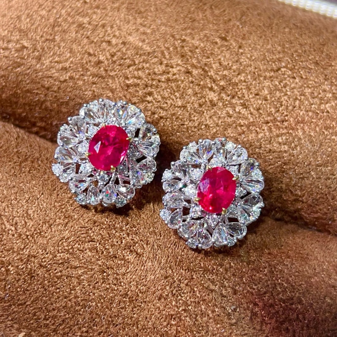 14k Gold 2.2 Ctw Natural Ruby & Diamond Earrings - 3