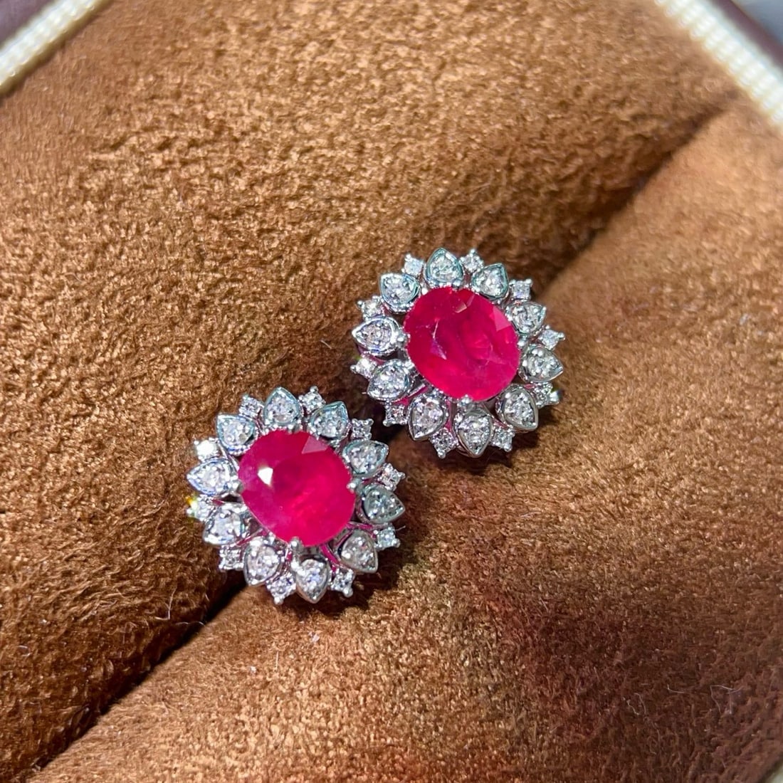 14k Gold 1.30 Ctw Natural Ruby & Diamond Earrings - 2