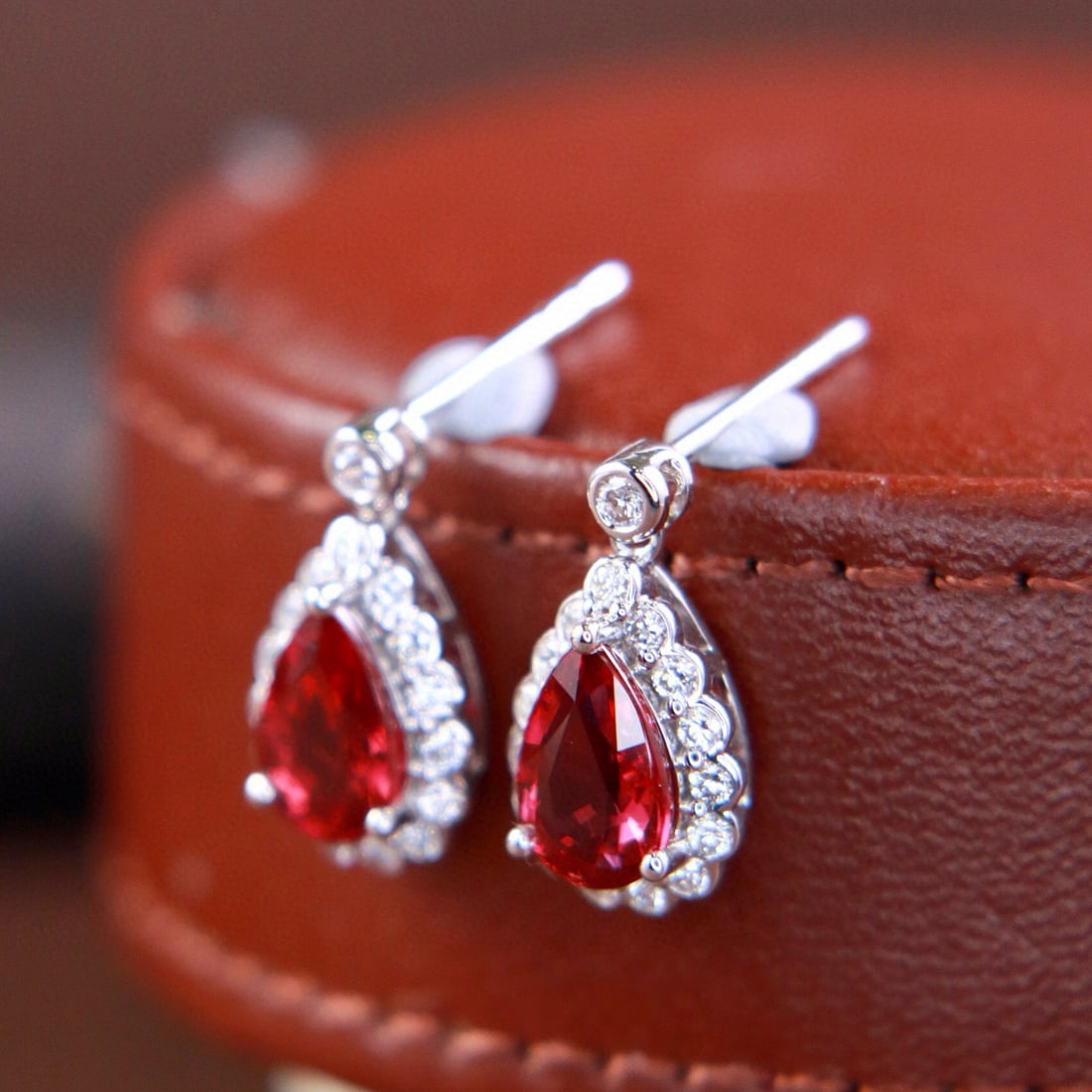 14k Gold 2.40 Ctw Natural Ruby & Diamond Earrings - 2