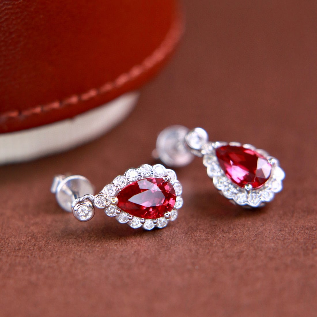 14k Gold 2.40 Ctw Natural Ruby & Diamond Earrings - 4