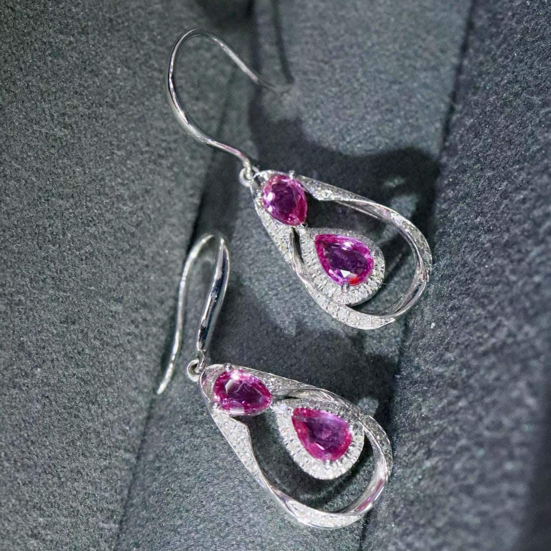 14k Gold 2.31 Ctw Natural Sapphire & Diamond Earrings - 5