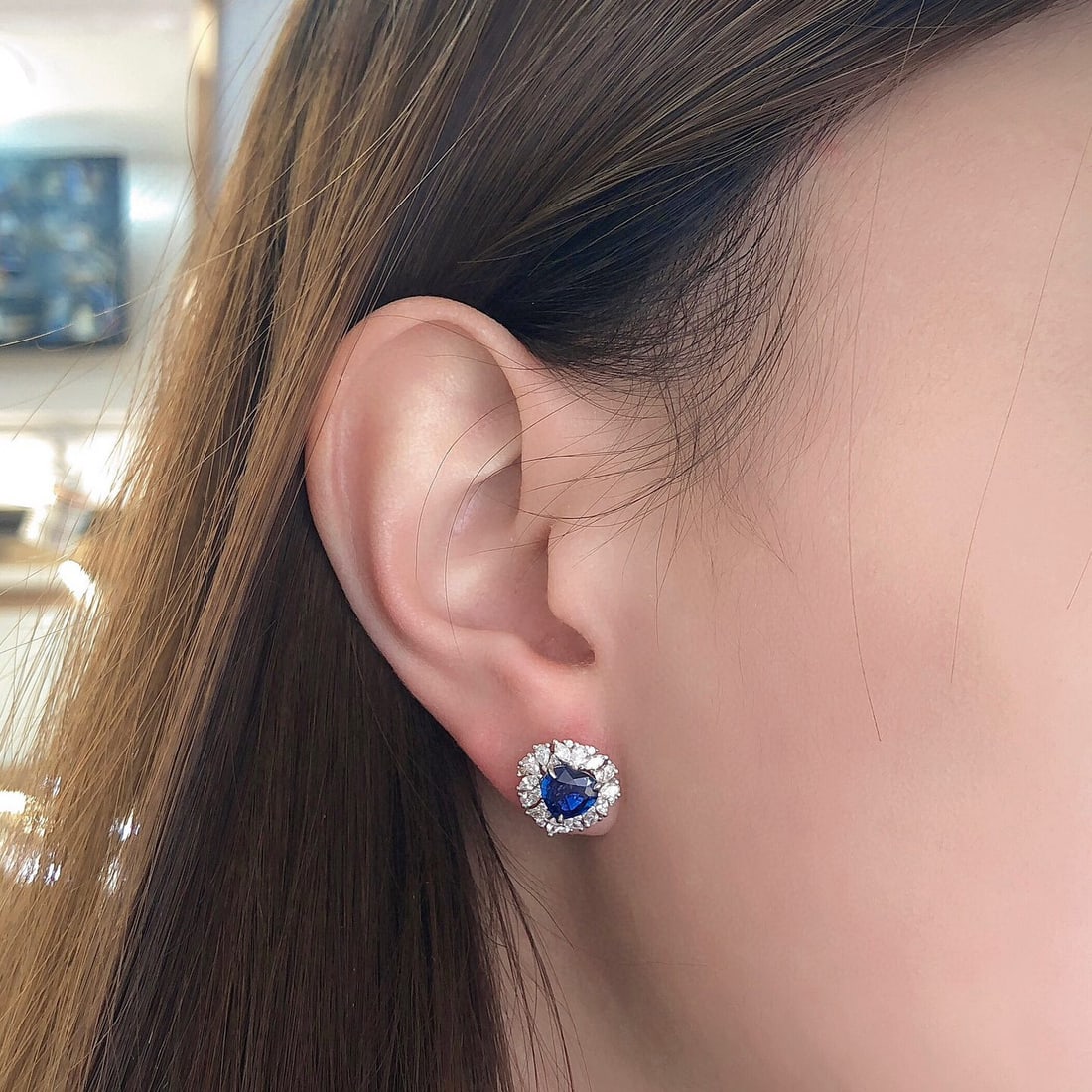14k Gold 2.79 Ctw Natural Sapphire & Diamond Earrings - 7