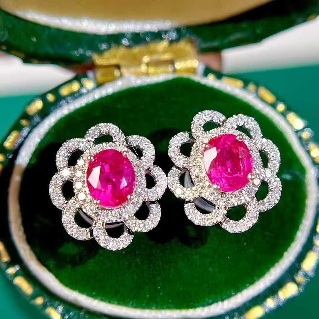 14k Gold 1.3 Ctw Natural Ruby & Diamond Earrings (1 of 7)