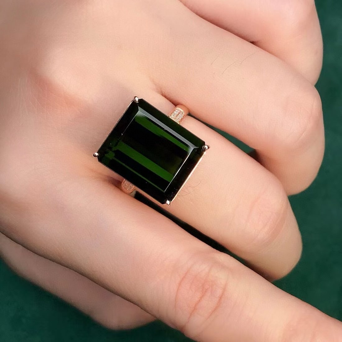 14k Gold 13.96 Ctw Natural Tourmaline & Diamond Ring - 3