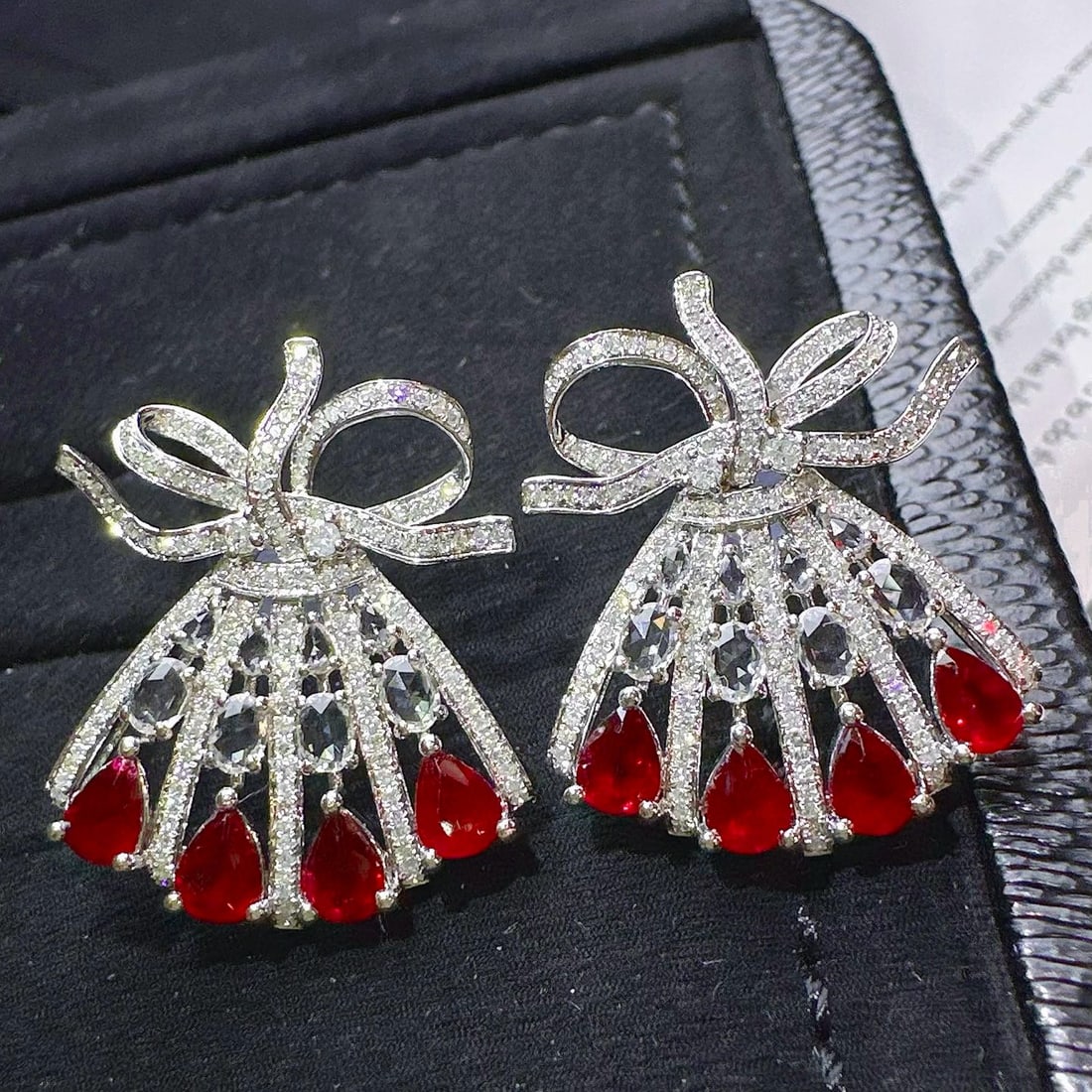 14k Gold 3.91 Ctw Natural Ruby & Diamond Earrings - 3