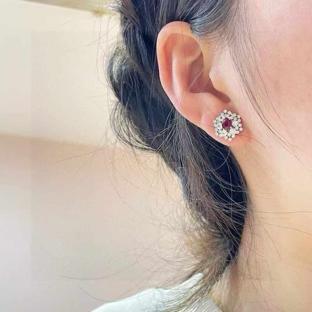 14k Gold 2.09 Ctw Natural Ruby & Sapphire Earrings - 4