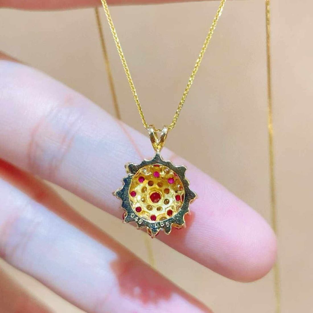14k Gold 1.11 Ctw Natural Ruby & Diamond Necklace - 5