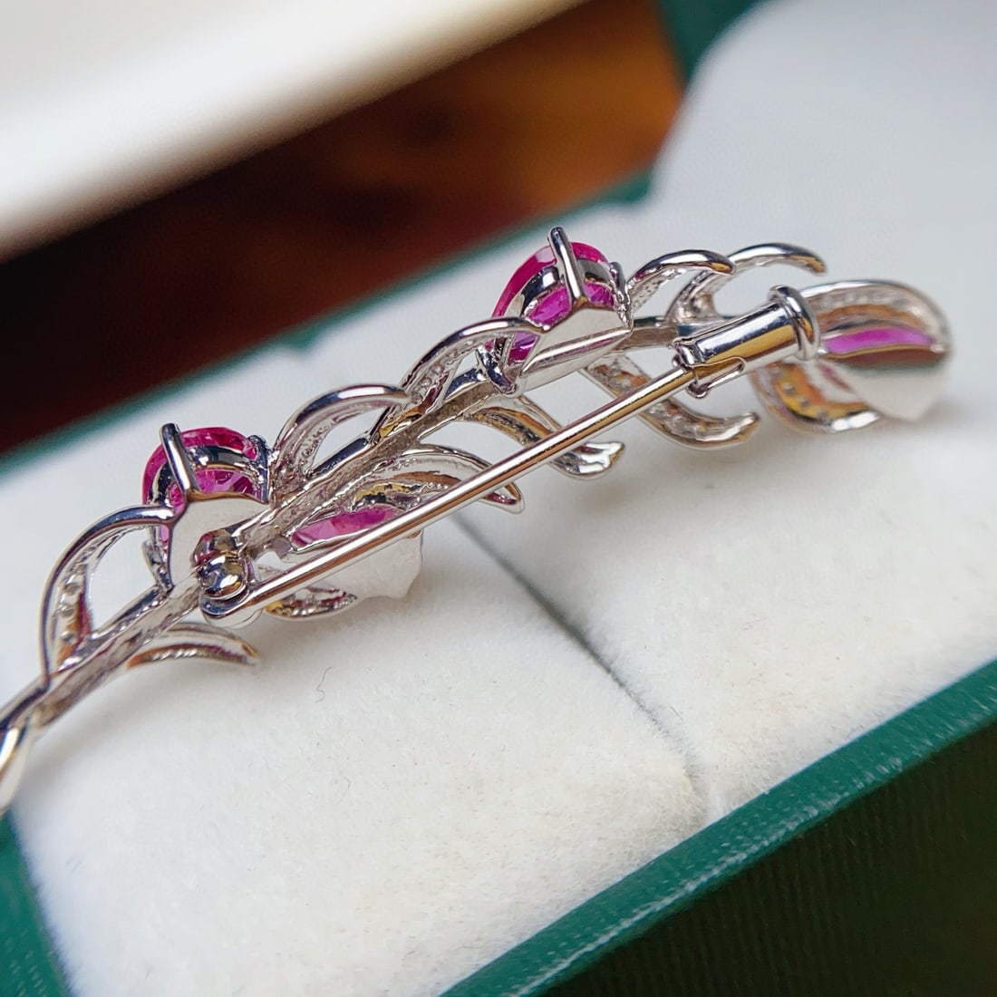 14k Gold 2 Ct Natural Ruby & Diamond Brooch/pendant( Without Chain ) - 5
