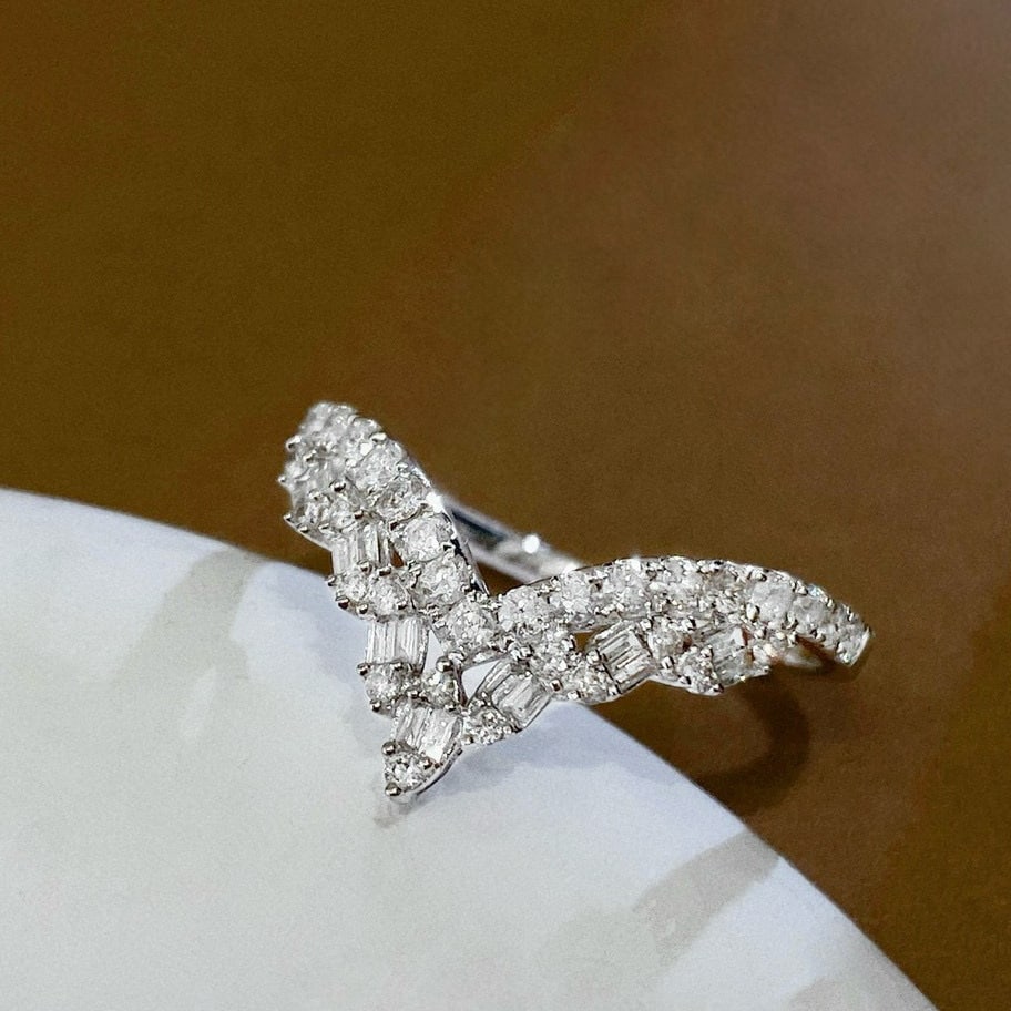 14k Gold 0.4 Ct Natural H Diamond Ring - 4
