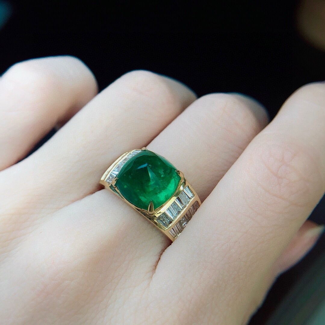 14k Gold 6.72 Ctw Natural Emerald & Diamond & Men¡¯s Ring - 2