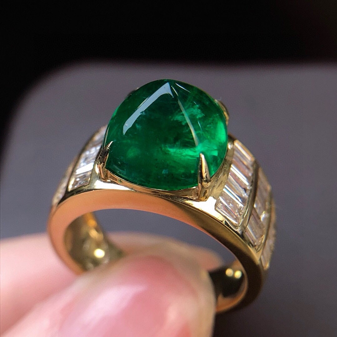 14k Gold 6.72 Ctw Natural Emerald & Diamond & Men¡¯s Ring - 3