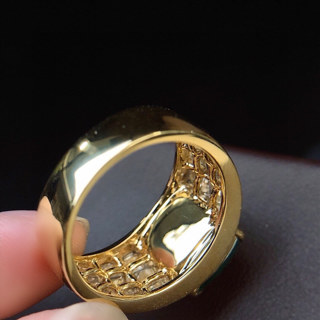 14k Gold 6.72 Ctw Natural Emerald & Diamond & Men¡¯s Ring - 4