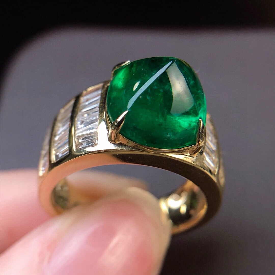 14k Gold 6.72 Ctw Natural Emerald & Diamond & Men¡¯s Ring - 6