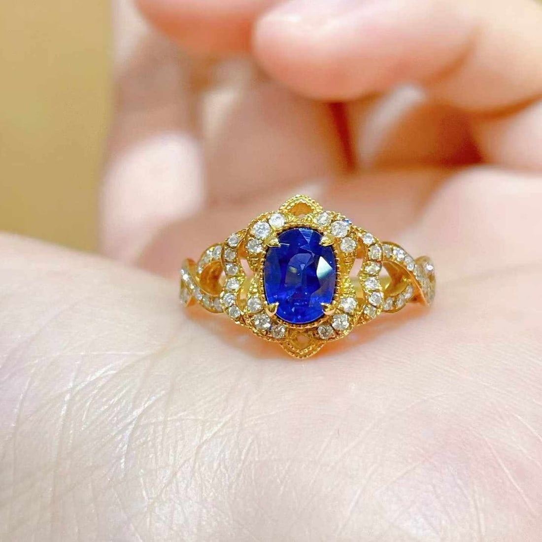 14k Gold 1.22 Ctw Natural Sapphire & Diamond Ring (1 of 7)
