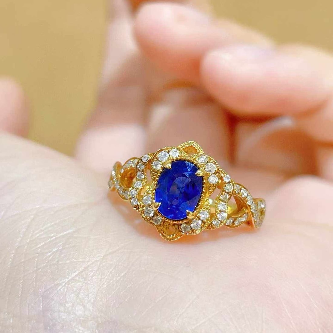 14k Gold 1.22 Ctw Natural Sapphire & Diamond Ring - 2