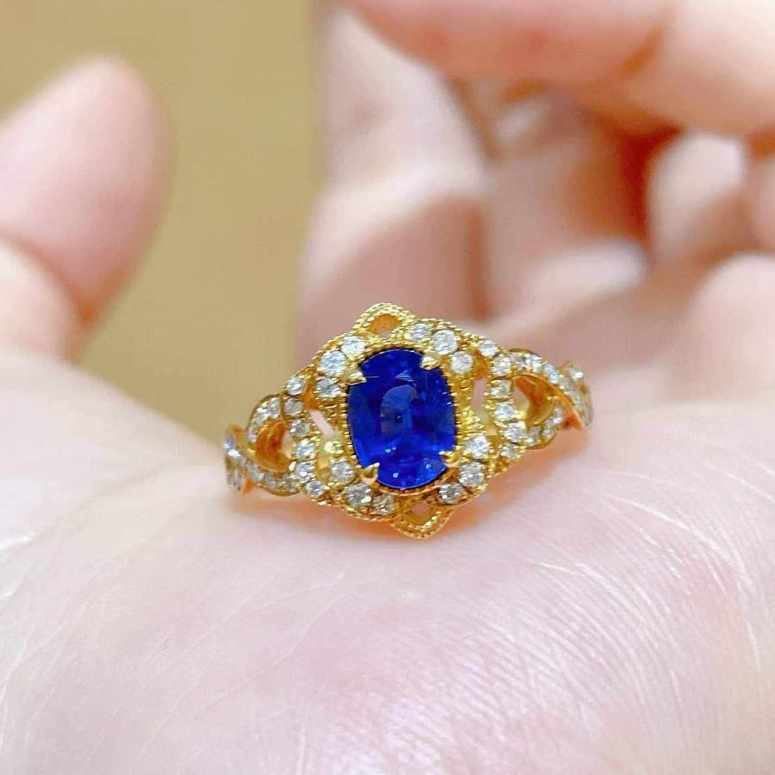 14k Gold 1.22 Ctw Natural Sapphire & Diamond Ring - 3