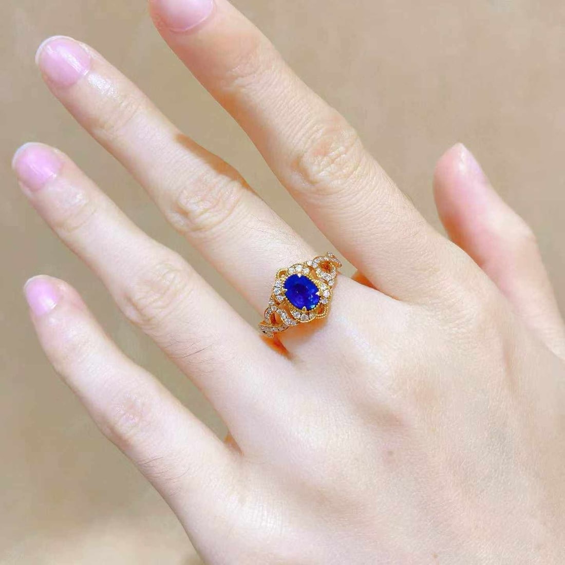 14k Gold 1.22 Ctw Natural Sapphire & Diamond Ring - 6