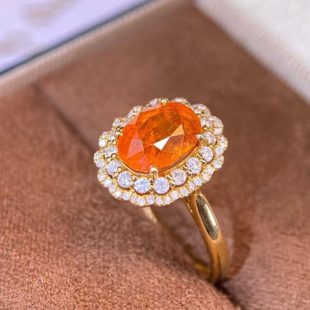 14k Gold 3.2 Ct Natural Spessartine & Diamond Ring (1 of 7)