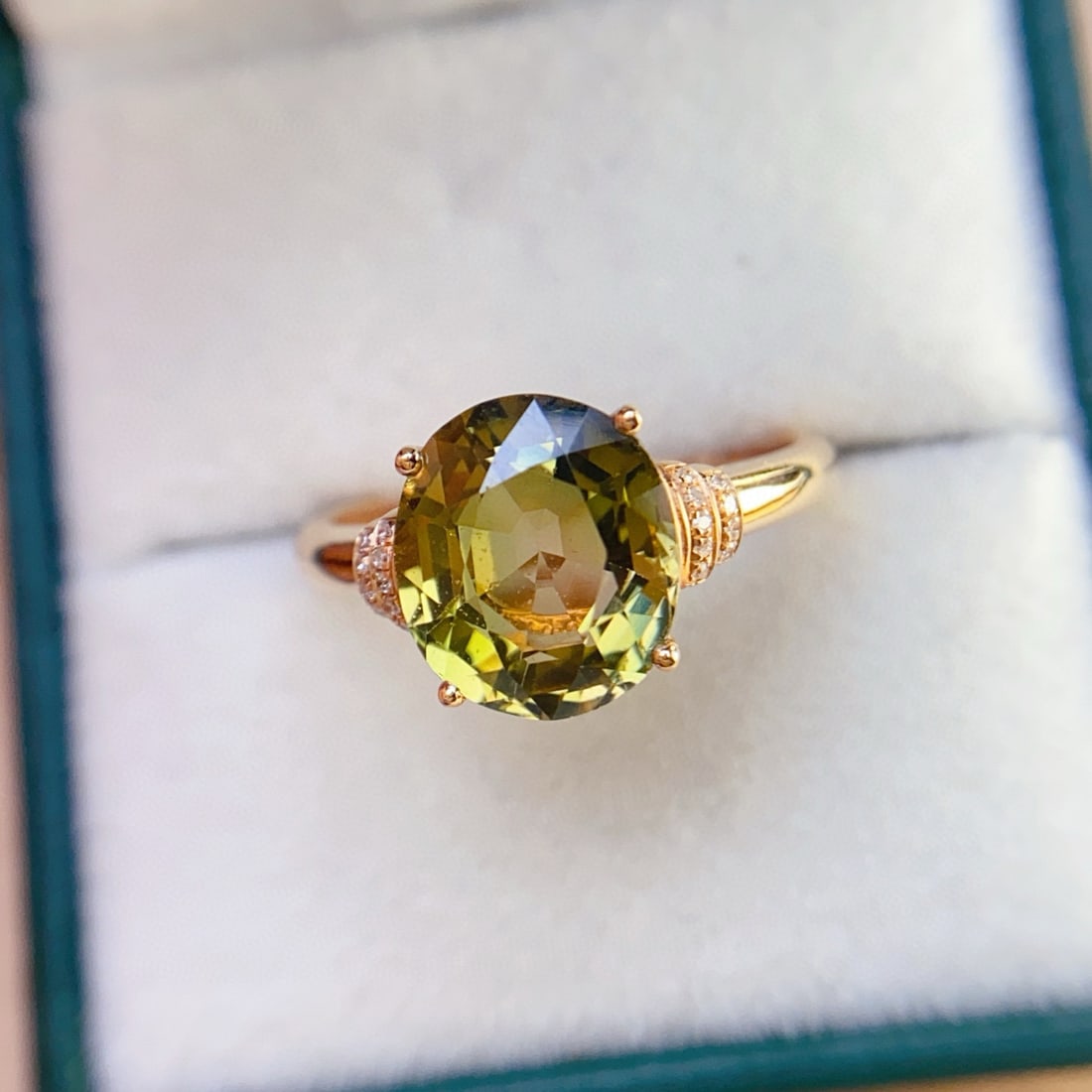14k Gold 3.4 Ct Natural Tourmaline & Diamond Ring - 2