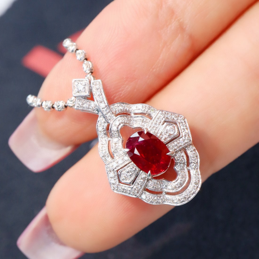 14k Gold 1.29 Ctw Natural Ruby & Diamond Pendant( Without Chain ) (1 of 6)