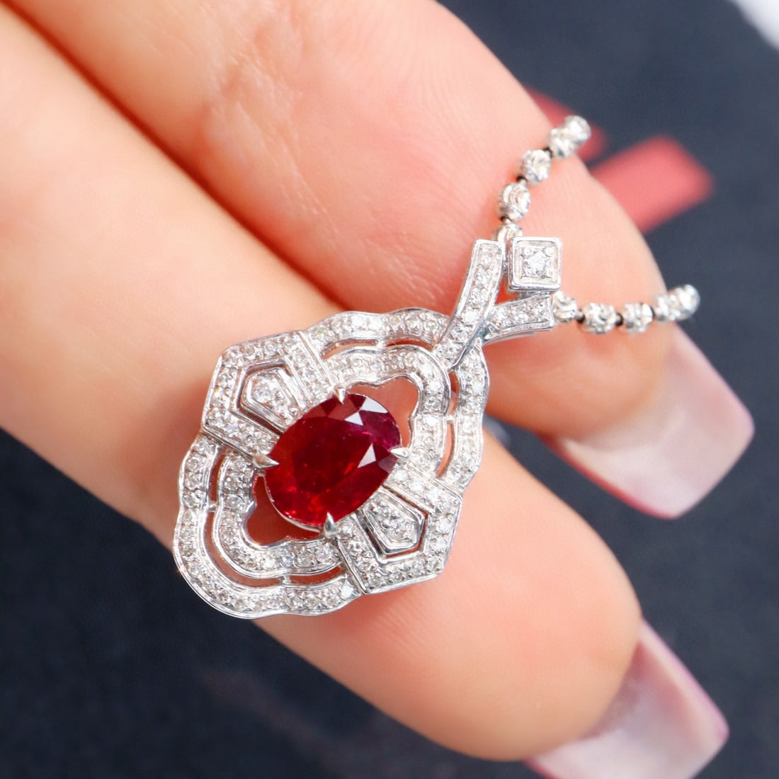 14k Gold 1.29 Ctw Natural Ruby & Diamond Pendant( Without Chain ) - 3