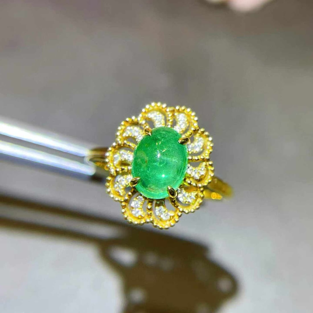 14k Gold 1.52 Ctw Natural Emerald & Diamond Ring - 2