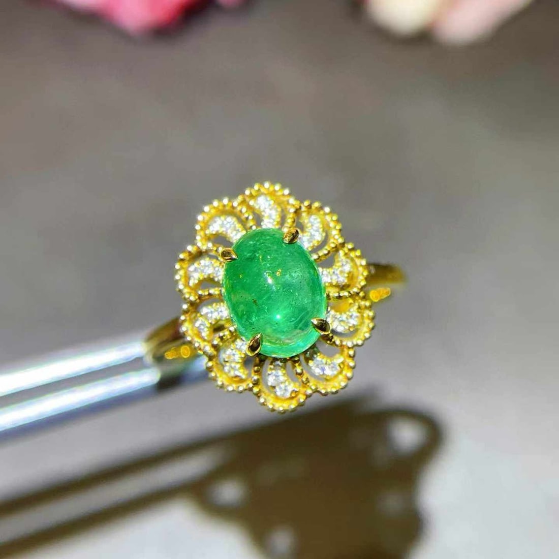 14k Gold 1.52 Ctw Natural Emerald & Diamond Ring - 3