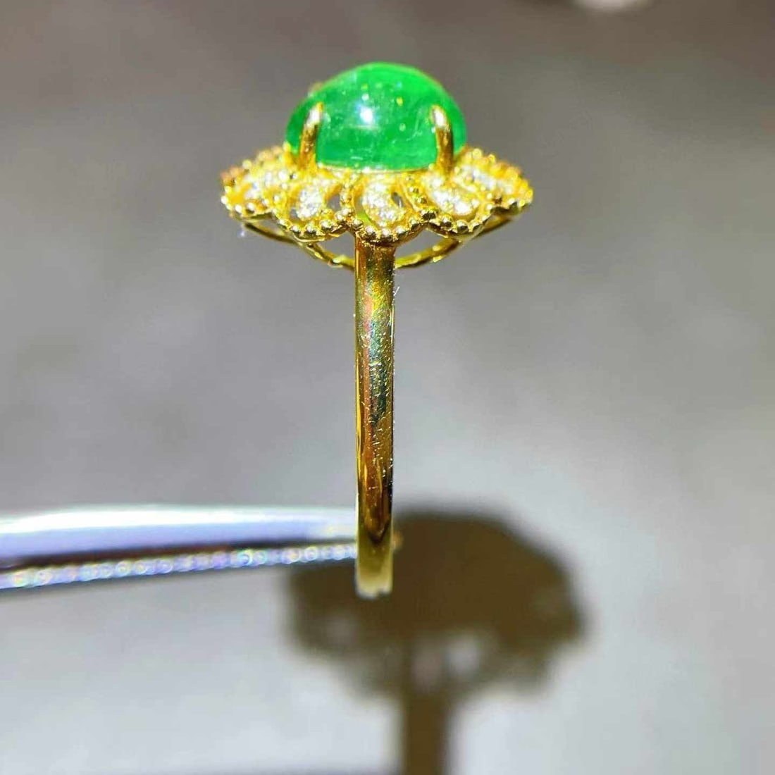 14k Gold 1.52 Ctw Natural Emerald & Diamond Ring - 4