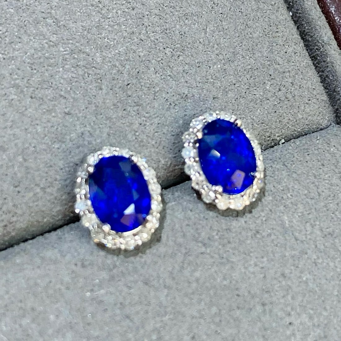 14k Gold 2.53 Ctw Natural Sapphire & Diamond Earrings - 5