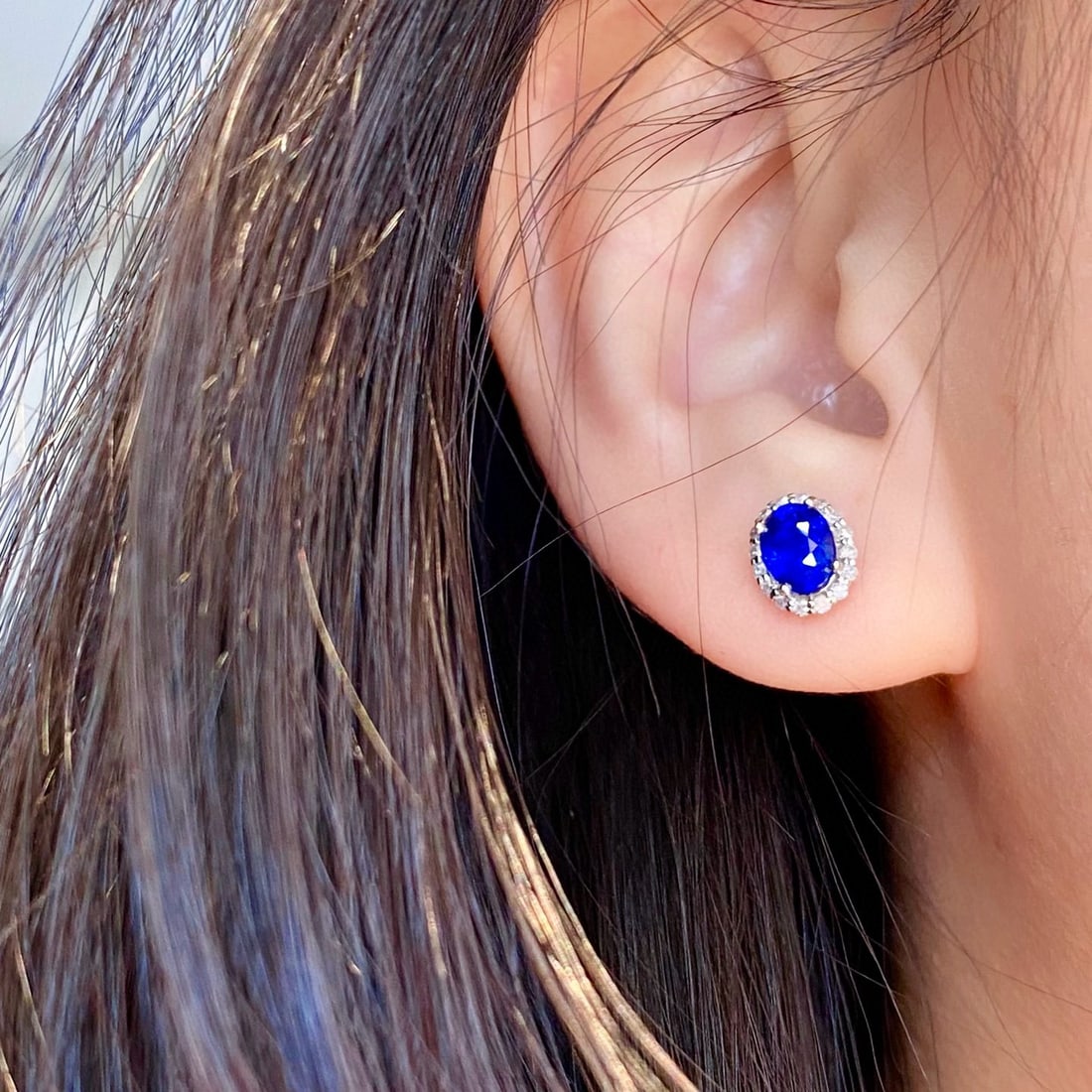 14k Gold 2.53 Ctw Natural Sapphire & Diamond Earrings - 6