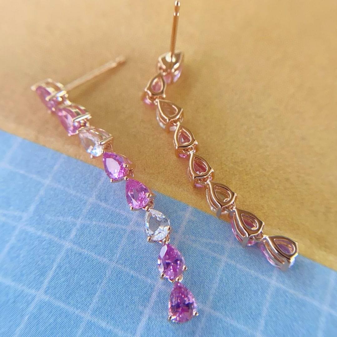 14k Gold 2.7 Ct Natural Sapphire Earrings - 4