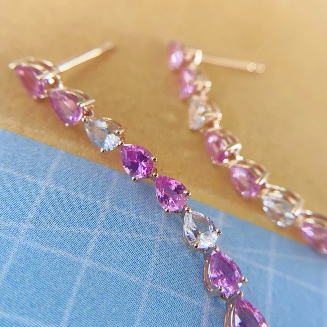 14k Gold 2.7 Ct Natural Sapphire Earrings - 5