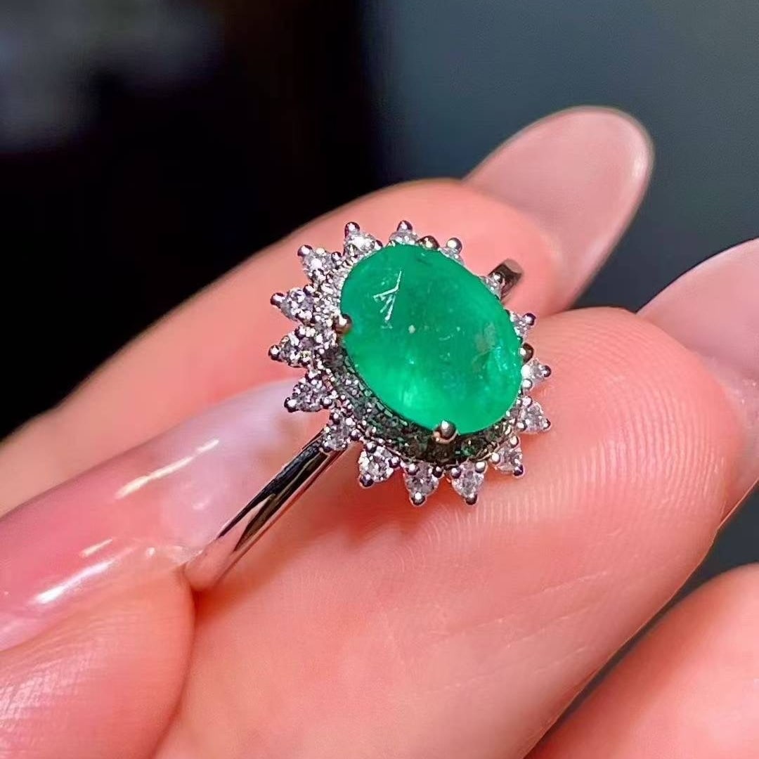 14k Gold 1.43 Ctw Natural Emerald & Diamond Ring - 2