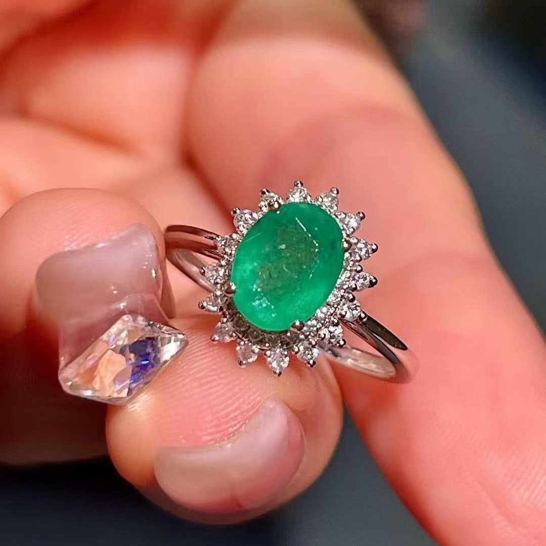 14k Gold 1.43 Ctw Natural Emerald & Diamond Ring - 3
