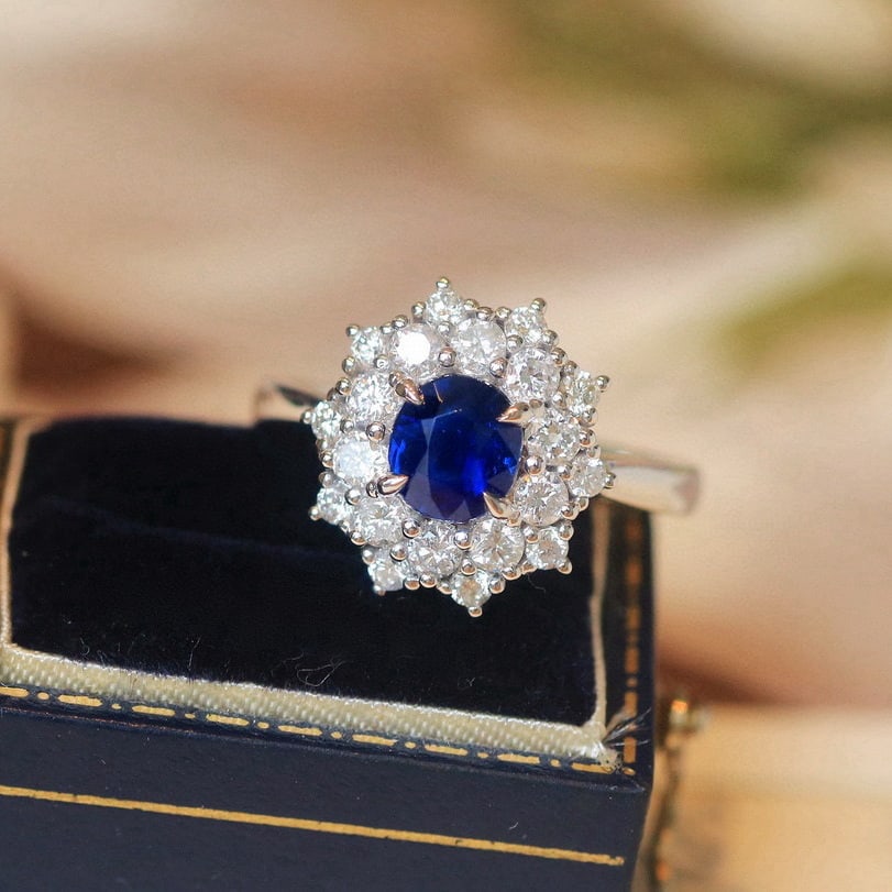 14k Gold 1.98 Ctw Natural Sapphire & Diamond Ring - 4