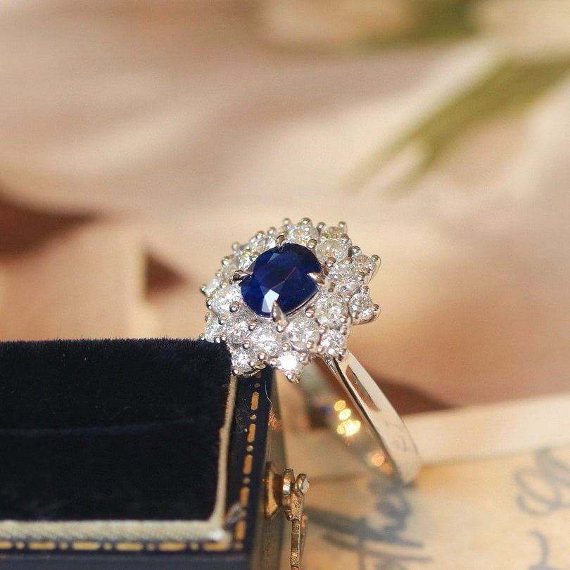14k Gold 1.98 Ctw Natural Sapphire & Diamond Ring - 5