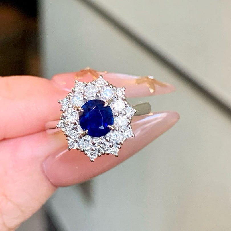 14k Gold 1.98 Ctw Natural Sapphire & Diamond Ring - 6