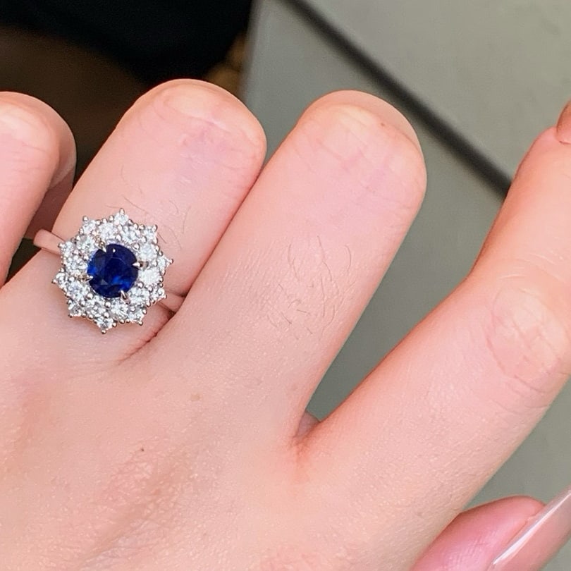 14k Gold 1.98 Ctw Natural Sapphire & Diamond Ring - 7